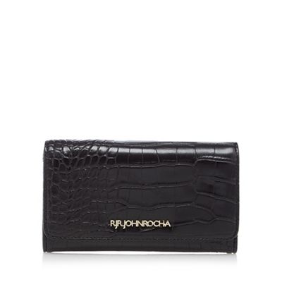 Black mock croc medium flap over purse